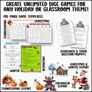 Holidays Dice Braaker Games Templates and Clipart Pack 2